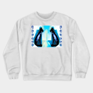 Dog sitting in blue mist. Crewneck Sweatshirt